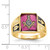 14k Men's Polished and Textured with Black Enamel and Lab Created Ruby Masonic Ring - Y4-7CDBC252-6152