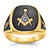 14k Men's Polished and Textured with Black Enamel and Onyx Masonic Ring - Y1-19D65A7F-1407