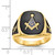 14k Men's Polished and Textured with Black Enamel and Onyx Masonic Ring - Y1-19D65A7F-1407