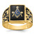 14k Men's Polished and Textured with Black Enamel and Onyx Masonic Ring - Y4-15B814F4-5862