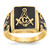 14k Men's Polished and Textured with Black Enamel Masonic Ring