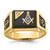 14k Men's Polished and Textured with Black Enamel, Onyx and AA Quality Diamond Masonic Ring - Y4-91F5E8DB-5760