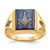 14k Men's Polished, Antiqued and Textured with Imitation Blue Spinel Masonic Ring - Y4-0B05C5B3-3974