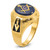 14k Men's Polished, Antiqued and Textured with Synthetic Blue Spinel Masonic Ring