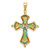 14K Multi Color Enamel Cross Pendant