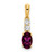 14K Oval Rhodolite Garnet and Diamond Pendant