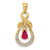 14k Pear Ruby and Diamond Dangle Pendant