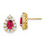 14k Pear Ruby and Diamond Halo Post Earrings