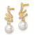 14K Polished 1/10 carat Diamond and White Freshwater Cultured Pearl Drop Post Earrings - EM-140263C4-7030