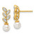 14K Polished 1/10 carat Diamond and White Freshwater Cultured Pearl Leaf Design Dangle Post Earrings