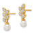 14K Polished 1/10 carat Diamond and White Freshwater Cultured Pearl Leaf Design Dangle Post Earrings