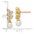 14K Polished 1/10 carat Diamond and White Freshwater Cultured Pearl Leaf Design Dangle Post Earrings