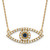 14k Polished 1/2 carat Diamond and Sapphire Medium Evil Eye 18 inch Necklace