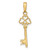 14K Polished 3-D Hearts Key Charm