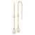 14k Polished 4-5mm Near Round and 7-8mm Teardrop White Freshwater Cultured Pearl and Chain Threader Earrings