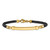 14K Polished 4mm Bar Braided Black Leather 8 inch Bracelet