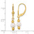14k Polished 5-6mm Round White Freshwater Cultured Pearl Dangle Leverback Earrings