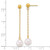14k Polished 6.5-7mm White Round Akoya Saltwater Cultured Pearl Chain Dangle Post Earrings
