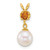 14k Polished 7-8mm Round White Freshwater Cultured Pearl Dangle and Citrine Pendant