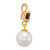 14k Polished 7-8mm Round White Freshwater Cultured Pearl Dangle and Garnet Pendant