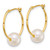 14k Polished 7-8mm Semi-Round White Freshwater Cultured Pearl Hoop Earrings