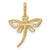 14k Polished and Beaded CZ Dragonfly Charm / Pendant
