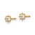 14k Polished and Beaded Round CZ Post Earrings