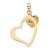 14K Polished and D/C Open and Puffed 3D Heart Pendant