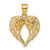 14k Polished and Diamond-cut Cut-out Wings In Heart Shape Pendant
