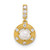 14k Polished and Grooved White Freshwater Cultured Pearl and CZ Circle Pendant