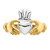 14k Polished and Rhodium Claddagh Ring