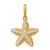 14k Polished and Textured CZ Starfish Charm / Pendant