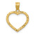 14K Polished and Textured Open Heart Pendant