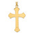 14k Polished and Textured Solid Fleur de Lis Cross Pendant