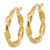 14k Polished and Textured Twisted 3mm Hoop Earrings