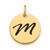 14k Polished Black Enamel Letter M Initial Disk Charm
