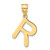 14k Polished Bubble Letter R Initial Pendant