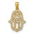 14k Polished CZ Hamsa Pendant
