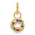 14K Polished Diamond Multi-color CZ Circle Charm