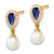 14K Polished Diamond Pearl and Sapphire Dangle Post Earrings
