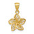 14k Polished Diamond-cut Beaded Plumeria Flower Charm