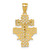 14k Polished Diamond-cut Pierced Lattice Design Cara Vaca Cross Pendant