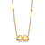 14K Polished Double Heart with Diamond-cut Beads 16 inch Necklace Plus 2 inch Extender
