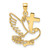 14K Polished Dove and Cross Pendant