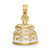 14K Polished Enameled JUST MARRIED 3-D Wedding Cake Pendant