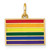 14K Polished Enameled Rainbow Flag Pendant