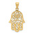 14k Polished Filigree Hamsa Pendant