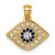 14k Polished Lab Created Blue Spinel and CZ Evil Eye Charm Pendant