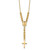 14K Polished Miraculous Medal and Cross with Diamond-cut Beads 17 inch Y-Necklace