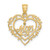 14K Polished MOM Dangle in Fancy Heart Pendant
